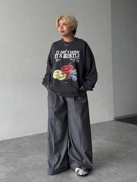 「アイテム（スウェット）」を使った、shibaoutfitsさん（レディース・154cm）の秋コーディネート