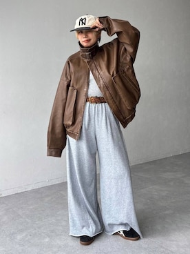 「アイテム（スウェットパンツ）」を使った、shibaoutfitsさん（レディース・154cm・20代）の夏コーディネート