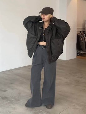 「PBLIM（ページボーイリム）のアイテム（ブルゾン）」を使った、shibaoutfitsさん（レディース・154cm）の秋コーディネート