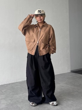 「アイテム（ブルゾン）」を使った、shibaoutfitsさん（レディース・154cm）の秋コーディネート