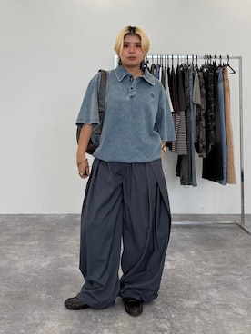「PBLIM（ページボーイリム）の《UNISEX/８個ポケットで収納可能》ボディバッグ / 500mlペットボトル（ボディバッグ/ウエストポーチ、ブラウン系）」を使った、shibaoutfitsさん（レディース・154cm）の夏コーディネート