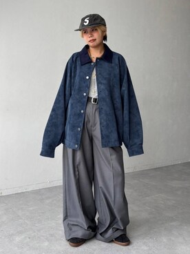 「PBLIM（ページボーイリム）の《UNISEX》ロールアップワイドスラックス（スラックス）」を使った、shibaoutfitsさん（レディース・154cm）の夏コーディネート