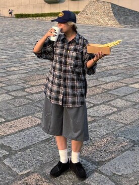 「Heather（ヘザー）のアイテム（その他パンツ）」を使った、shibaoutfitsさん（レディース・154cm）の夏コーディネート