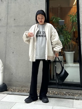「アイテム（MA-1）」を使った、yunaさん（レディース・153cm）の秋コーディネート