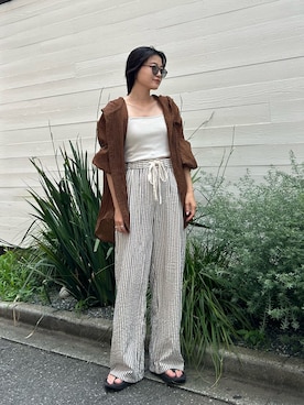 「アイテム（シャツ/ブラウス）」を使った、yunaさん（レディース・153cm）の夏コーディネート