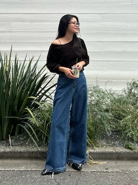 「アイテム（デニムパンツ）」を使った、yunaさん（レディース・153cm）の秋コーディネート