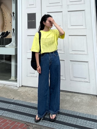 「CIAOPANIC TYPY（チャオパニックティピー）の【UNISEX】【全12色展開】メッセージプリント半袖Tee（Tシャツ/カットソー）」を使った、yunaさん（レディース・153cm）の夏コーディネート