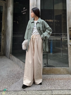「アイテム（トートバッグ）」を使った、yunaさん（レディース・153cm）の秋コーディネート
