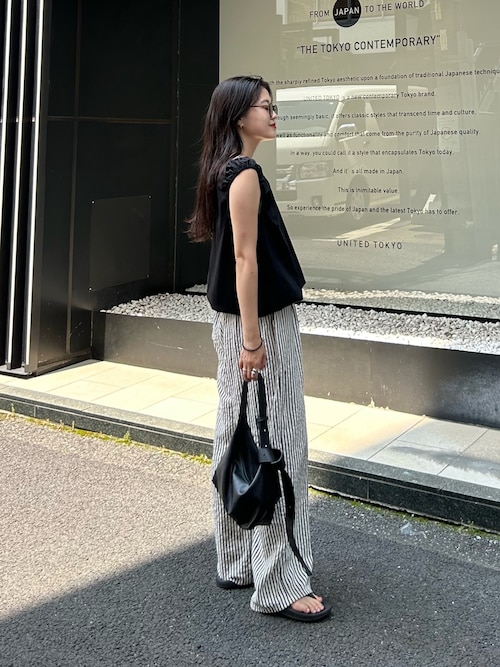 ギャザードロストノースリーブブラウスTee