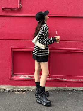 「アイテム（キャップ）」を使った、yunaさん（レディース・153cm）の秋コーディネート