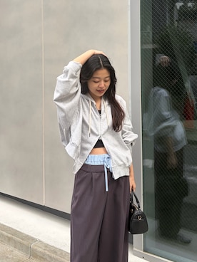 「CIAOPANIC TYPY（チャオパニックティピー）の【ゆるっと抜け感大人フーディー】ピグメントダンボールパーカー（パーカー、グレー系）」を使った、yunaさん（レディース・153cm）の春コーディネート