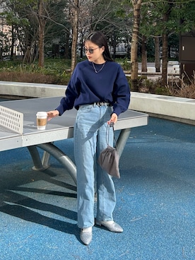 「アイテム（サンダル）」を使った、yunaさん（レディース・153cm）の冬コーディネート
