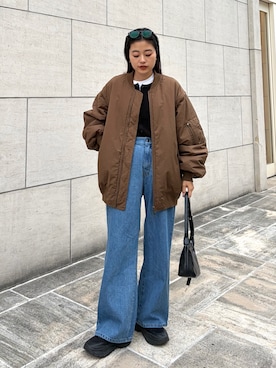 「アイテム（MA-1）」を使った、yunaさん（レディース・153cm）の秋コーディネート