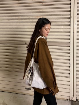 「WILLOW（ウィロー）の【willow】ネット総レースBAG（トートバッグ、ホワイト系）」を使った、yunaさん（レディース・153cm）の春コーディネート