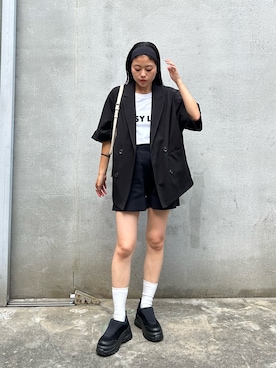 「アイテム（テーラードジャケット）」を使った、yunaさん（レディース・153cm）の夏コーディネート