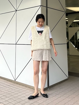 「アイテム（ニット/セーター）」を使った、yunaさん（レディース・153cm）の夏コーディネート