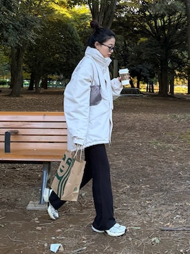 「アイテム（ダウンジャケット/コート）」を使った、yunaさん（レディース・153cm）の秋コーディネート