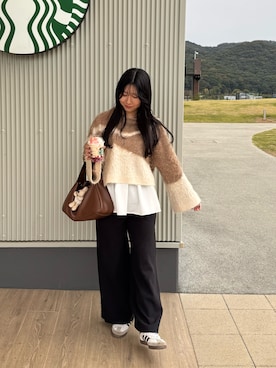 「アイテム（ボストンバッグ）」を使った、reikaさん（レディース・155cm）の秋コーディネート