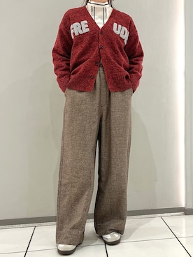 「FIL DE FER（フィルデフェール）のカラーミックスシャンブレー　ボリュームパンツ（その他パンツ）」を使った、kameda.さん（レディース・159cm）の秋コーディネート