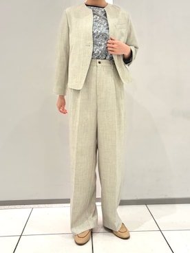 「アイテム（ノーカラージャケット）」を使った、kameda.さん（骨格ストレート・レディース・159cm）の秋コーディネート