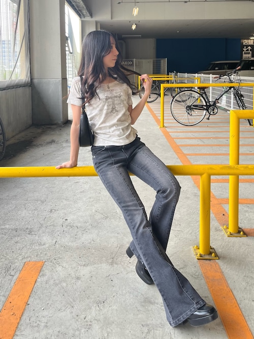 セール】ハイウエストフレアデニムパンツ（デニムパンツ