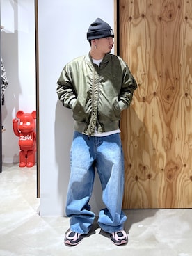 「おでかけコーデ」｜「アイテム（MA-1）」を使った、ぺいさん（メンズ・168cm）の冬コーディネート