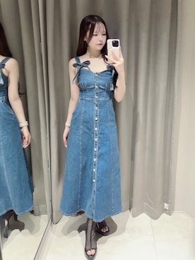 「デニムワンピース」｜乃愛さん（レディース・158cm）の夏コーディネート