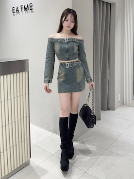 「アイテム（その他トップス、ブルー系）」を使った、乃愛さん（レディース・158cm）の秋コーディネート