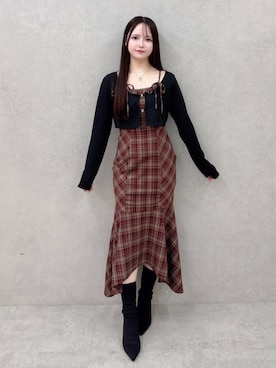 「チェックワンピース」｜乃愛さん（レディース・158cm）の秋コーディネート