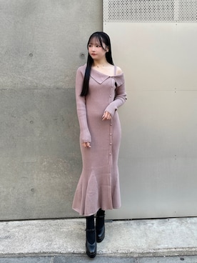 「EATME（イートミー）のアイテム（アクセサリー）」を使った、乃愛さん（レディース・158cm）の冬コーディネート
