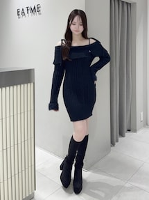 ヘムシャギーオフショルニットワンピース｜イートミー（EATME）公式