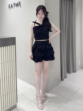 「アイテム（バレッタ/ヘアクリップ）」を使った、乃愛さん（レディース・158cm）の夏コーディネート