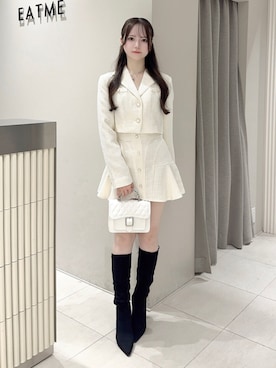 「アイテム（テーラードジャケット、ホワイト系）」を使った、乃愛さん（レディース・158cm）の秋コーディネート