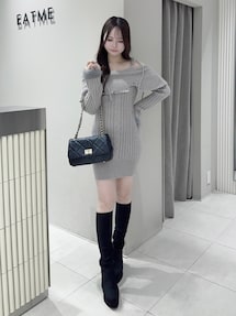ヘムシャギーオフショルニットワンピース｜イートミー（EATME）公式