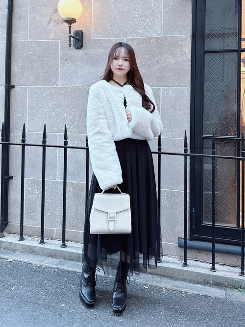 eVe CHATEAU ボタンレス フェイクファー コート エコファーハイネック 