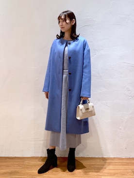 「FREE'S MART（フリーズマート）のアイテム（ノーカラーコート）」を使った、林奈緒美さん（レディース・167cm）の秋コーディネート