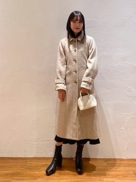 「FREE'S MART（フリーズマート）のアイテム（ステンカラーコート）」を使った、林奈緒美さん（レディース・167cm）の冬コーディネート