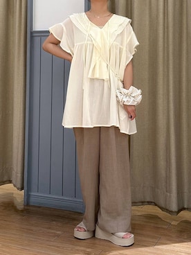 「アイテム（シュシュ）」を使った、mimuさん（レディース・154cm）の夏コーディネート