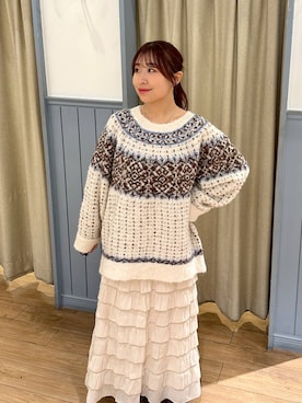 「ウエストゴム」｜「アイテム（アクセサリー）」を使った、mimuさん（レディース・154cm）の冬コーディネート