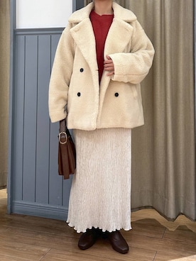 「アイテム（その他アウター、ホワイト系）」を使った、mimuさん（レディース・154cm）の秋コーディネート