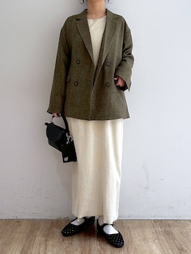 「LOWRYS FARM（ローリーズファーム）のパウダーブリーチリメイクワンピース308142（ワンピース）」を使った、mimuさん（レディース・154cm）の冬コーディネート