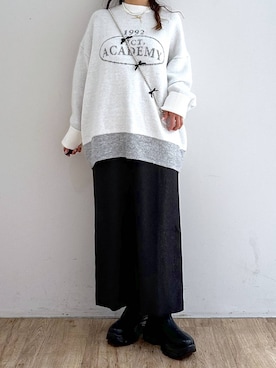 「ウエストゴム」｜「アイテム（PC・スマホグッズ/家電）」を使った、mimuさん（レディース・154cm）の冬コーディネート