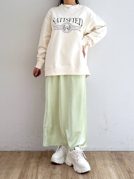 「ウエストゴム」｜「アイテム（その他）」を使った、mimuさん（レディース・154cm）の冬コーディネート