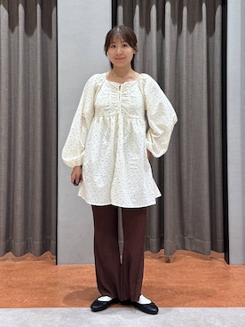 「LOWRYS FARM（ローリーズファーム）のバレエシューズ 1049086（バレエシューズ、ブラック系）」を使った、mimuさん（レディース・154cm）の秋コーディネート
