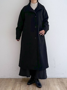「LOWRYS FARM」｜「アイテム（ステンカラーコート）」を使った、mimuさん（レディース・154cm）の冬コーディネート