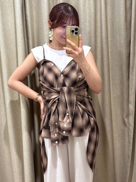 「LOWRYS FARM（ローリーズファーム）のステンレス＊ネックレス　349527（ネックレス）」を使った、mimuさん（レディース・154cm）の夏コーディネート