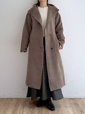 「LOWRYS FARM」｜「アイテム（ステンカラーコート）」を使った、mimuさん（レディース・154cm）の冬コーディネート