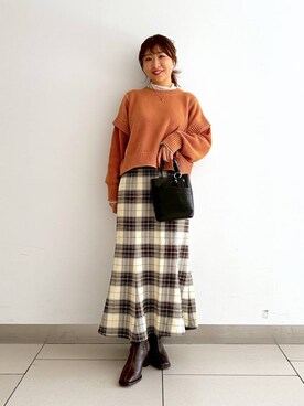 「LOWRYS FARM（ローリーズファーム）のステンレスプレートネックレス　973053（ネックレス）」を使った、mimuさん（レディース・154cm）の秋コーディネート