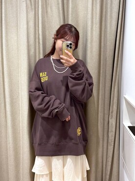 「LOWRYS FARM（ローリーズファーム）のパールタレンネックレス　249411（ネックレス）」を使った、mimuさん（レディース・154cm）の夏コーディネート