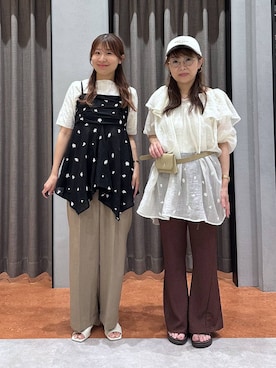 「LOWRYS FARM（ローリーズファーム）のシシュウミニワンピースＳＳ　1046529（ワンピース、ホワイト系）」を使った、mimuさん（レディース・154cm）の夏コーディネート